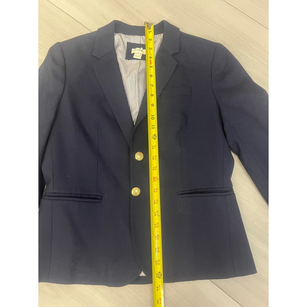 J.Crew Schoolboy Blazer Navy Blue Gold Buttons Sz 10 Wool Preppy Classic Career - Picture 8 of 8